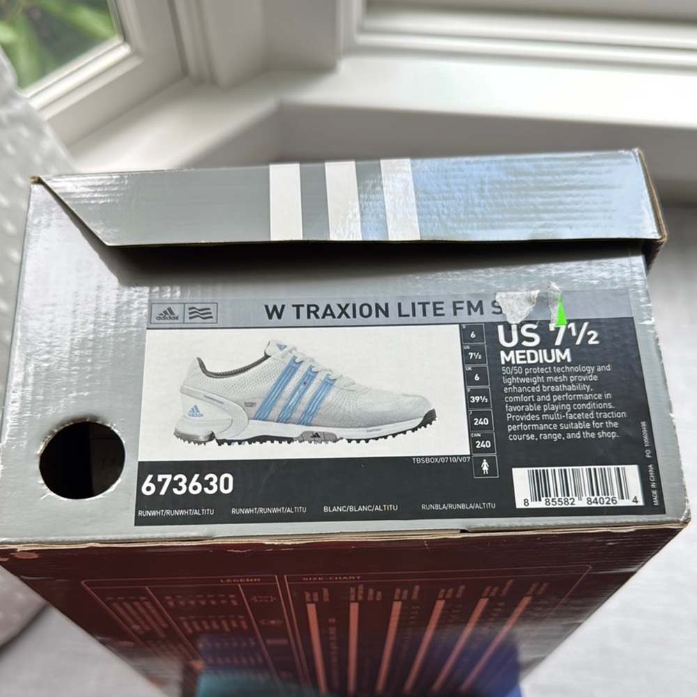 Adidas Traxion Lite FM Women’s Golf Shoes - White and Blue